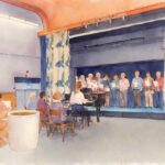 En kör övar i Stora salen