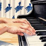 Närbild på händer som spelar på en flygel