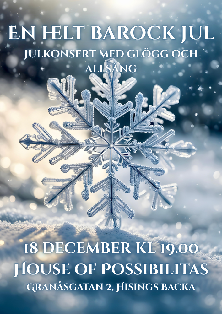 En snöflinga och texten: En helt barock jul.