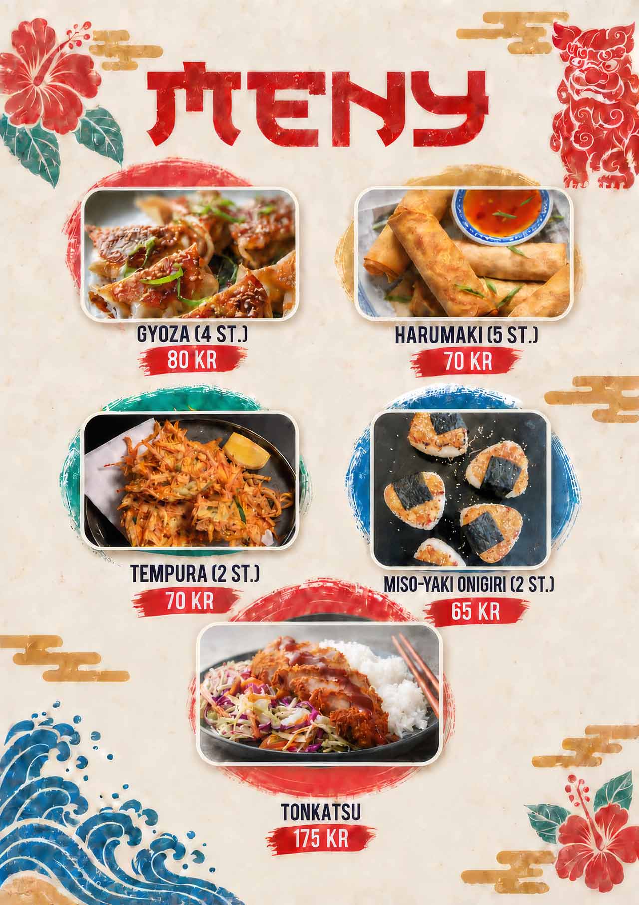 Japanska favoriter på en meny